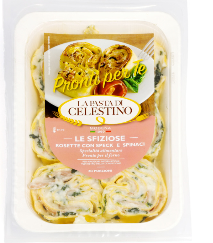 La Pasta di Celestino Rosette con speck e spinaci